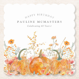40. Geburtstag Party Pumpkin Wildblume Custom Untersetzer