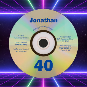 40. Geburtstag Party Retro 90er Music Themed Imita Einladung