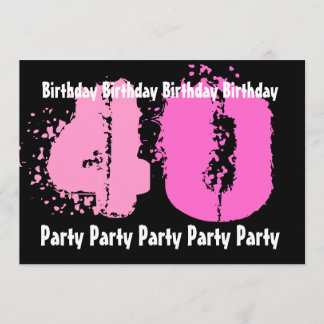 40. Geburtstag Party Rosa und Schwarz Einladung