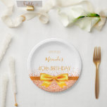 40. Geburtstag Party Rose Goldname Pappteller<br><div class="desc">Eine Papiertafel für ein gürtelhaftes und glamouröses 40. Geburtstags-Party. Ein eleganter weißer Hintergrund mit Imitaten Rose Gold Konfetti. Der Text: Der Name wird mit einem goldenen,  modernen Handschrift geschrieben. Vorlage für Namen,  Alter 40 und Datum.</div>