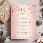 40. Geburtstag Party Rose Goldstars Einladung Postkarte<br><div class="desc">Eine moderne, stilvolle und glamouröse Einladung zum 40. Party. Ein Imitat Rose gold metallische Hintergrund mit einem eleganten Imitat Rose goldfarbene Sterne. Der Name ist mit einer modernen dunklen Rose goldfarbenen Handschrift geschrieben, die als Stilschrift dient. Vorlagen für Ihre Party-Details. Zurück: Rose Gold Hintergrund. Tipp: Wenn Sie es nicht so...</div>