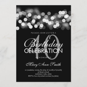 40. Geburtstag Party Silver Hollywood Glam Einladung