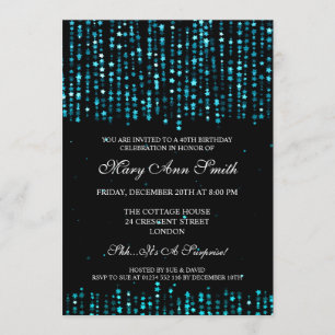 40. Geburtstag Party Star Confetti Türkis Einladung