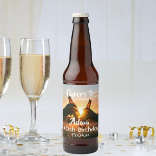 40. Geburtstag Party Typ jubeln Foto Bierflaschenetikett