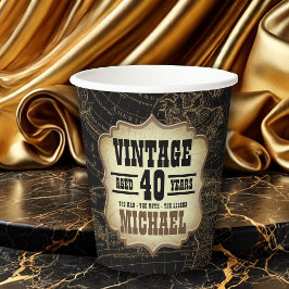40. Geburtstag Party Vintages Thema Weltkarte Pappbecher