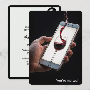 40. Geburtstag Party Wein auf Smartphone-Bildschir Einladung