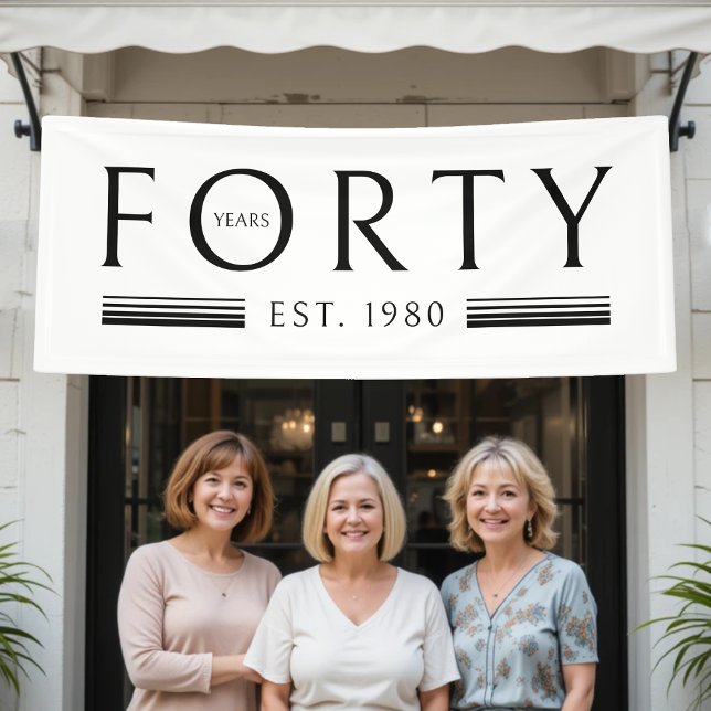 40. Geburtstag Party Weiß Banner (Forty Years 40th Birthday Party White Banner
)