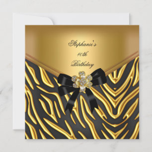 40. Geburtstag Party Zebra Gold Black Bow Einladung