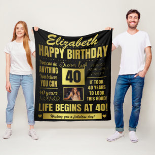40. Geburtstag Personalisiertes Foto Fleece Blanke