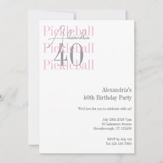 40. Geburtstag Pickleball Pink Einladung