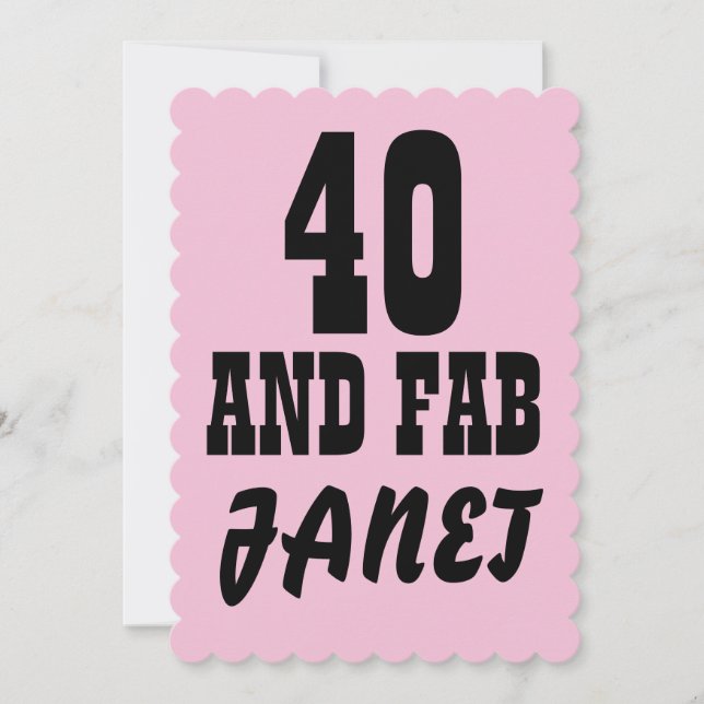 40. GEBURTSTAG PINK CUSTOM PARTY EINLADUNGEN (Vorderseite)