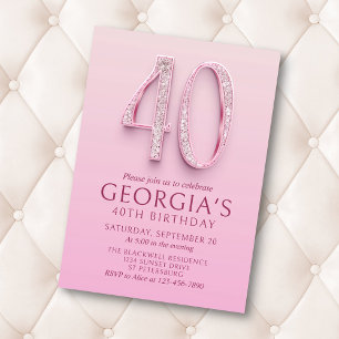 40. Geburtstag Pink Diamonds Einladung