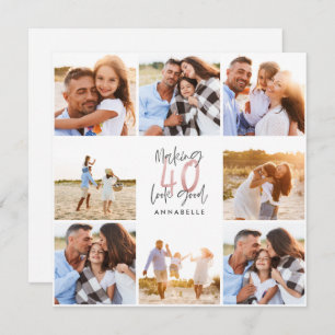 40. Geburtstag pink Girly Glitzer Foto Collage