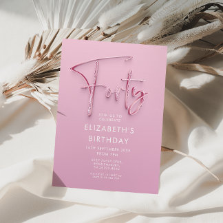 40. Geburtstag Pink Glitz Einladung