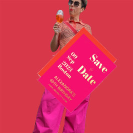 40. Geburtstag Pink Orange Gold Save the Date Folieneinladung