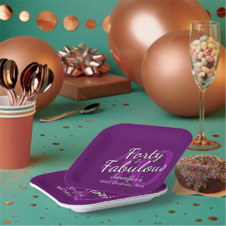 40. Geburtstag Platz Lila, fabelhaftes Pink Pappteller
