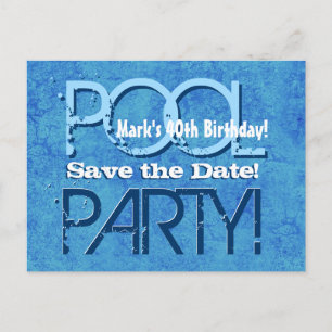 40. Geburtstag Pool Party Save the Date V040 Ankündigungspostkarte