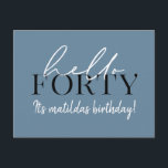 40. Geburtstag Postkarte<br><div class="desc">Moderne Schrift & geometrische vierzigste Geburtstagsfeier laden ein. Modernes geometrisches Backermuster. Teil einer Sammlung. Die Farbe kann geändert werden.</div>