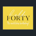 40. Geburtstag Postkarte<br><div class="desc">Moderne Schrift & geometrische vierzigste Geburtstagsfeier laden ein. Modernes geometrisches Backermuster. Teil einer Sammlung. Die Farbe kann geändert werden.</div>