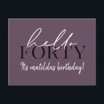 40. Geburtstag Postkarte<br><div class="desc">Moderne Schrift & geometrische vierzigste Geburtstagsfeier laden ein. Modernes geometrisches Backermuster. Teil einer Sammlung. Die Farbe kann geändert werden.</div>