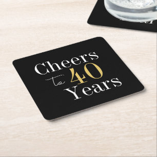40. Geburtstag Prost auf 40 Jahre Black Gold Party Rechteckiger Pappuntersetzer