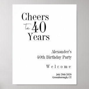 40. Geburtstag Prost auf 40 Jahre Schwarz-Weiß-Par Poster