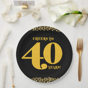 40. Geburtstag Prost auf 40 Jahre Vierzig Gold Sch Pappteller