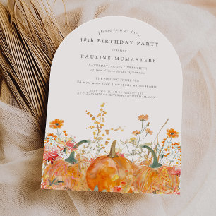 40. Geburtstag Pumpkin Wildblume Fall Wasserfarbe Einladung