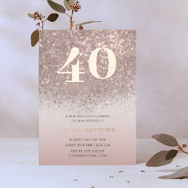40. Geburtstag Real Rose Gold Folieneinladung