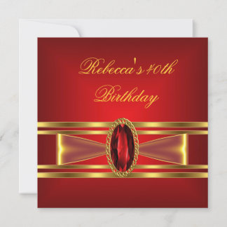 40. Geburtstag Red Gold Red Diamond Jewel Bow Einladung