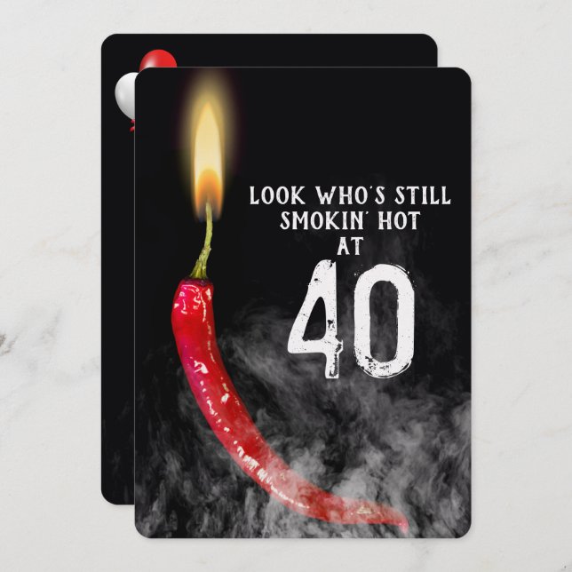 40. Geburtstag Red Hot Pepper Candle Einladung (Vorne/Hinten)