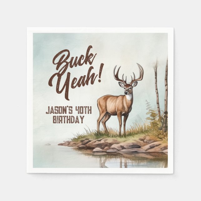 40. Geburtstag Rehbock Yeah Jagd auf Hirsche Serviette (Vorderseite)
