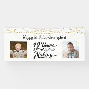 40. Geburtstag Retro Gold String Lights 2 Foto Banner