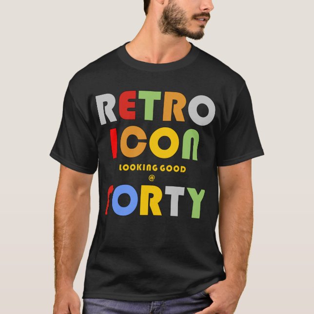 40. Geburtstag Retro Icon T - Shirt (Vorderseite)