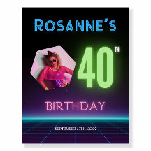 40. Geburtstag Retro Neon Willkommens Custom Foto