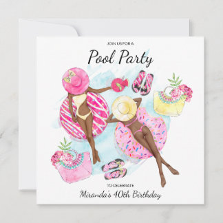 40. Geburtstag Retro Pool Party Einladung