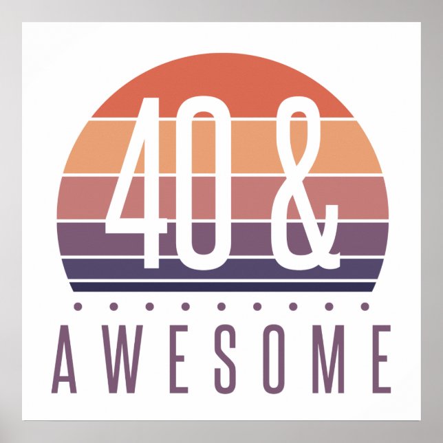 40. Geburtstag Retro Sunset Poster (Vorne)