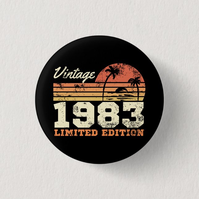 40. Geburtstag Retro Vintag 1983 Limited Edition Button (Vorderseite)