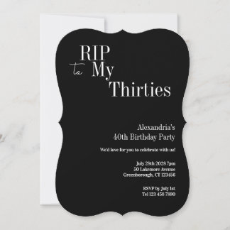 40. Geburtstag RIP 30er Schwarz-Weiß-Party Einladung