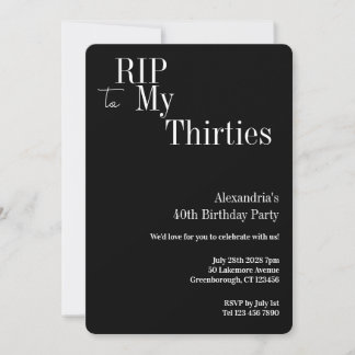 40. Geburtstag RIP 30er Schwarz-Weiß-Party Einladung