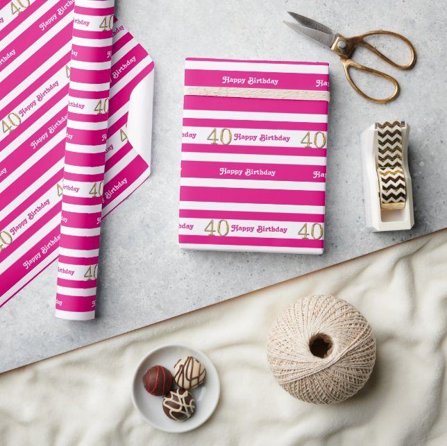 40. Geburtstag Rosa Goldfrauen Geschenkpapier (Kunsthandwerk)