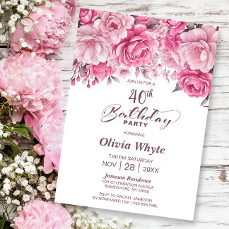40. Geburtstag Rosa Party Einladung