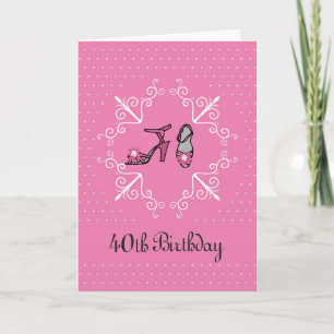 40. Geburtstag, rosa Schuhe Karte