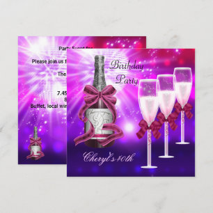 40. Geburtstag rosa Sektgläser Einladung