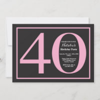 40. Geburtstag Rosa und Schwarze Tafel