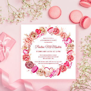40. Geburtstag Rosa Wirbles Herz Valentine Einladung