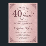 40. Geburtstag - Rose Gold Damask Einladung<br><div class="desc">40. Geburtstag Einladung. Elegante Vintage Imitate Rose Gold-Design mit rosa und weiß Damast Muster. Features mauve script Schriftart. Bis 40 Jahre! Kann in jedem Alter personalisiert werden! Nachricht,  wenn Sie weitere Anpassungen benötigen.</div>