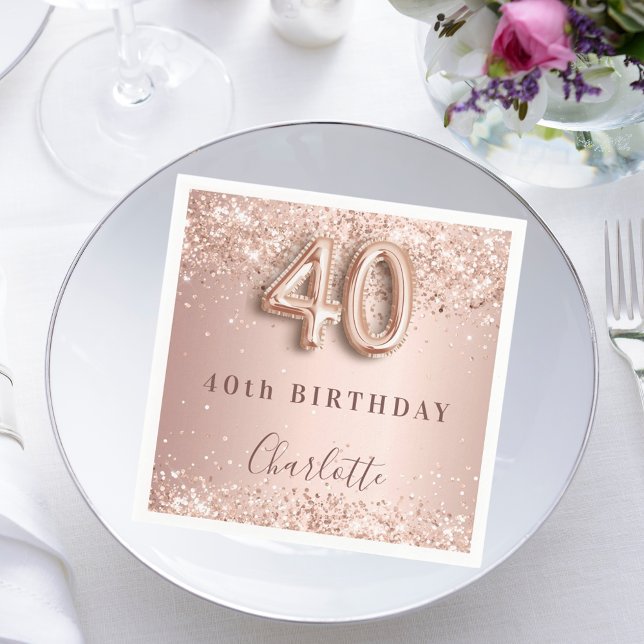 40. Geburtstag Rose Goldblütenname Serviette (Von Creator hochgeladen)