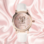 40. Geburtstag Rose Goldname Armbanduhr<br><div class="desc">Ein Geschenk für einen 40. Geburtstag. Eine Hintergrundfarbe für den Farbverlauf in Rose. Name,  Datum hinzufügen</div>
