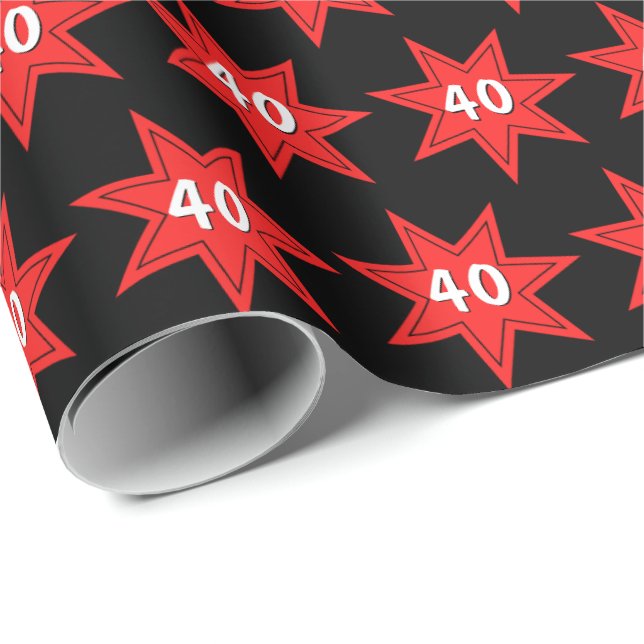 40. Geburtstag Roter Star Geschenkpapier (Rolleneckpunkt)